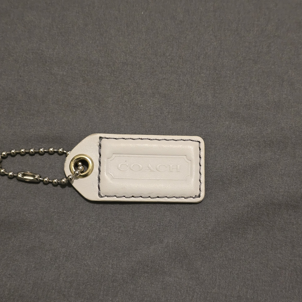 Coach Cream Leather Tag Keychain